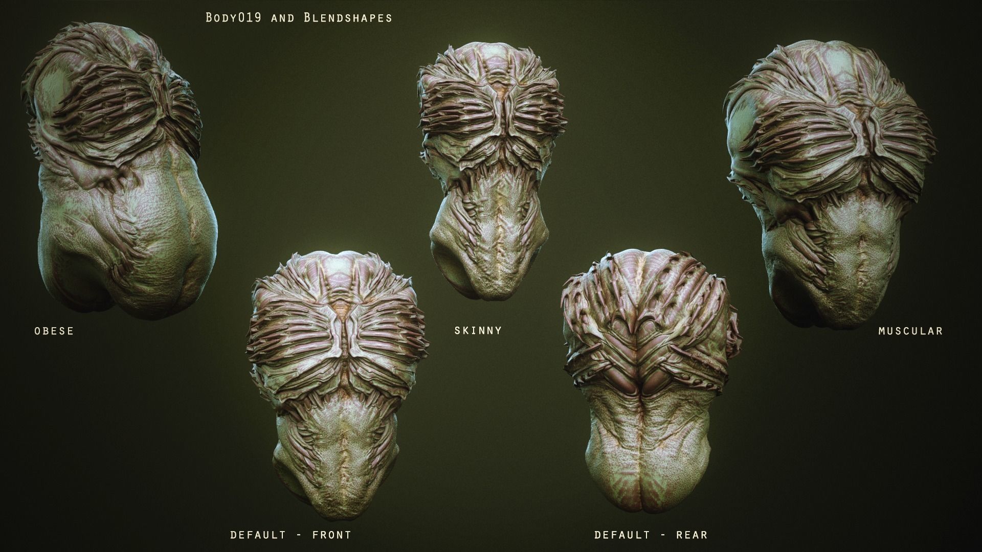 DEMON TORSOS 43 meshes with blendshapes 3D model_29