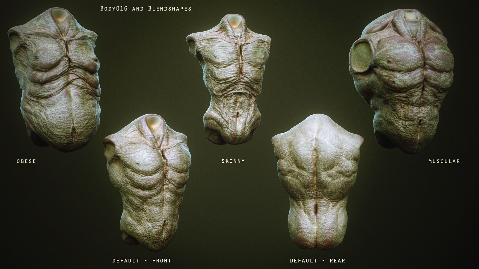 DEMON TORSOS 43 meshes with blendshapes 3D model_26