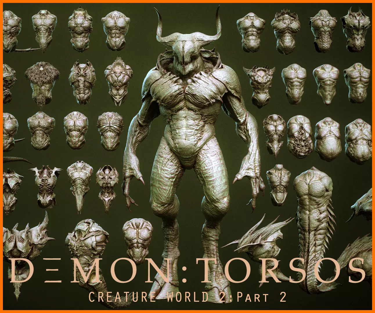 DEMON TORSOS 43 meshes with blendshapes 3D model_0
