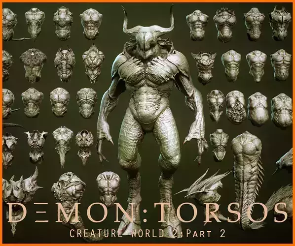 DEMON TORSOS 43 meshes with blendshapes 3D model