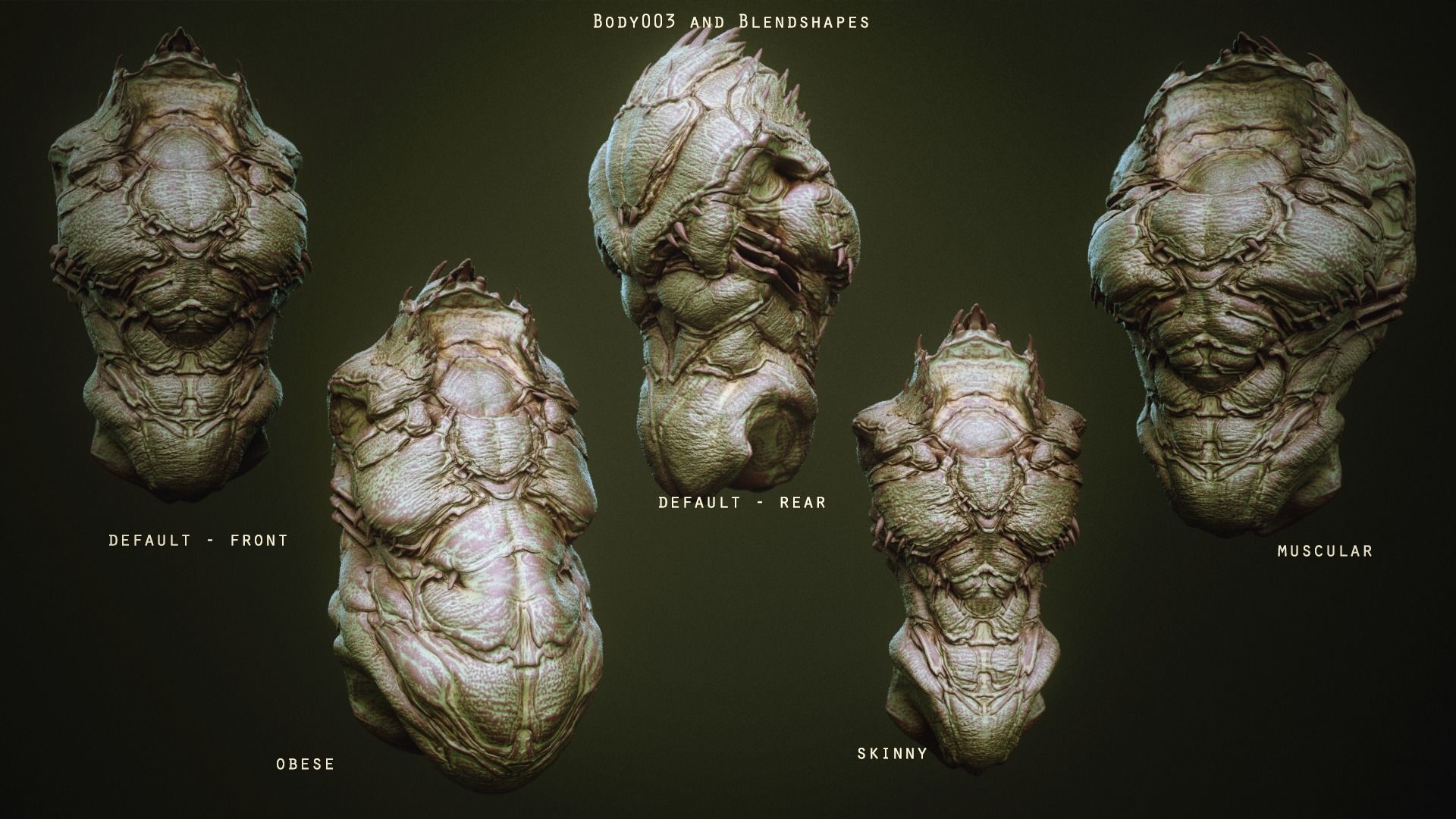 DEMON TORSOS 43 meshes with blendshapes 3D model_18