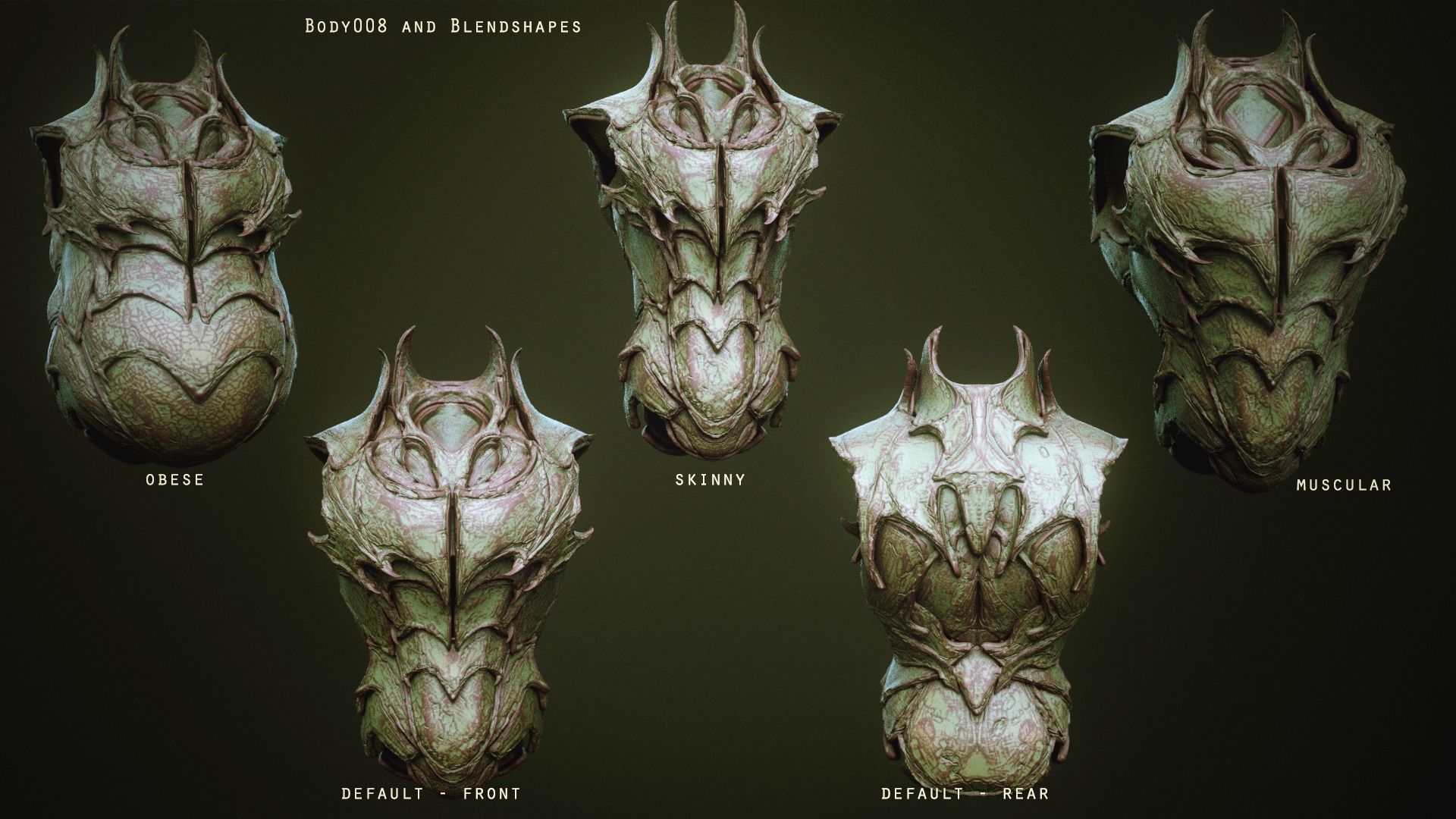 DEMON TORSOS 43 meshes with blendshapes 3D model_10
