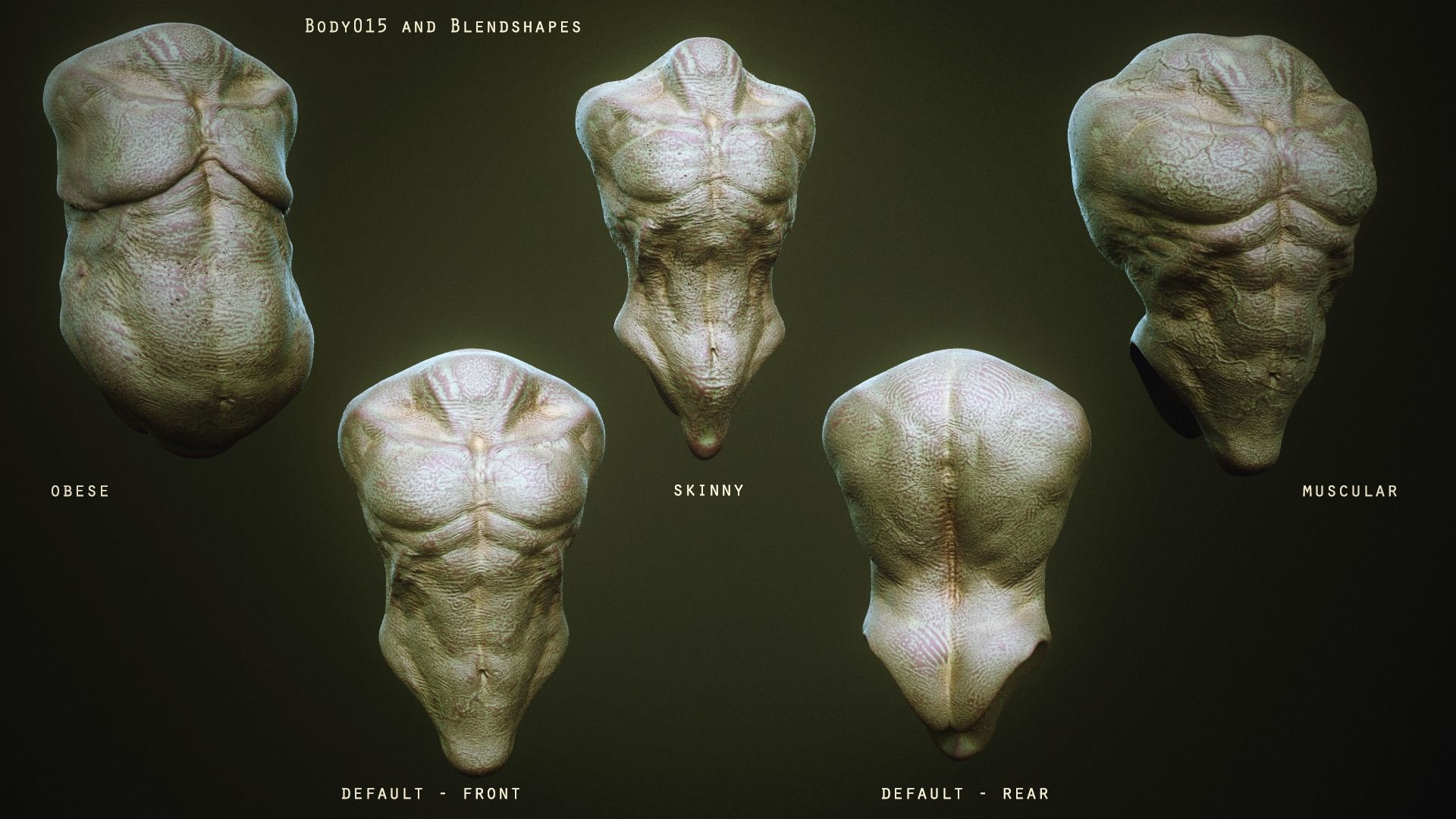 DEMON TORSOS 43 meshes with blendshapes 3D model_25