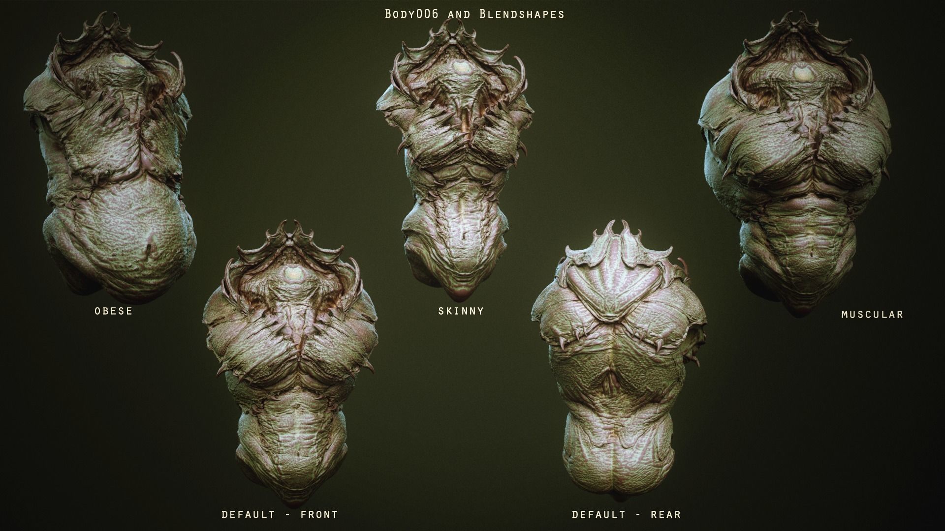 DEMON TORSOS 43 meshes with blendshapes 3D model_8