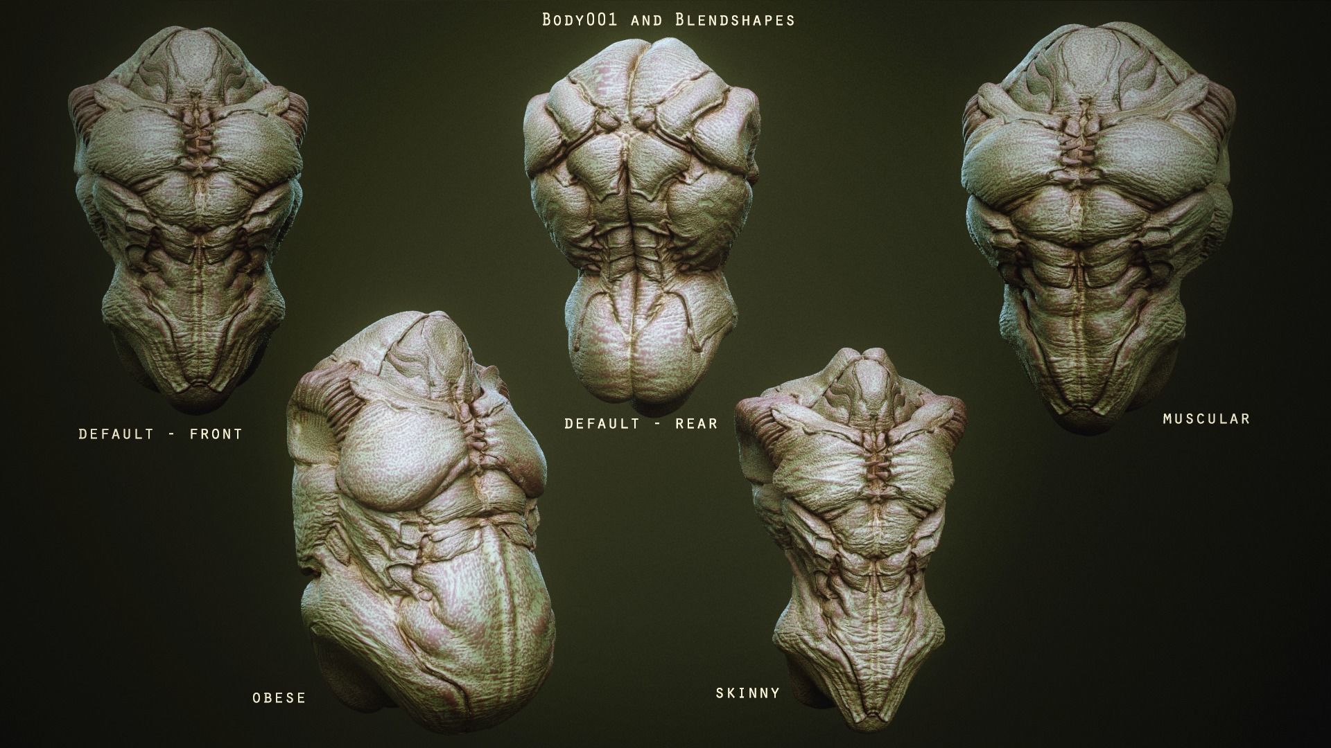 DEMON TORSOS 43 meshes with blendshapes 3D model_7