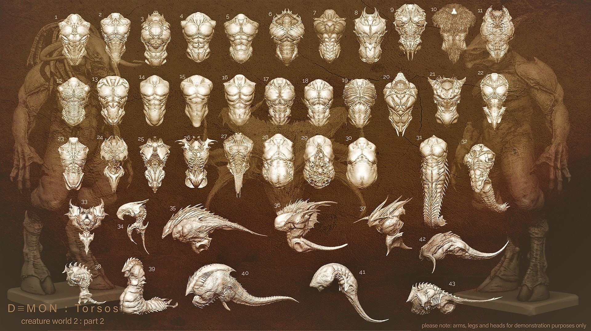 DEMON TORSOS 43 meshes with blendshapes 3D model_14