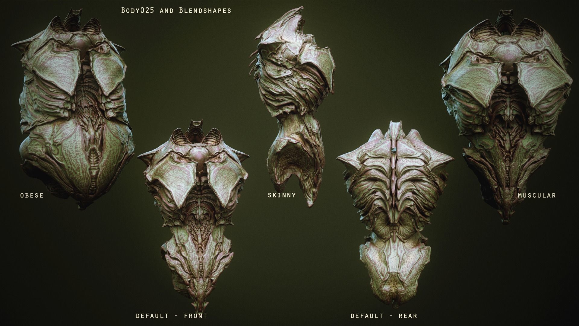 DEMON TORSOS 43 meshes with blendshapes 3D model_35