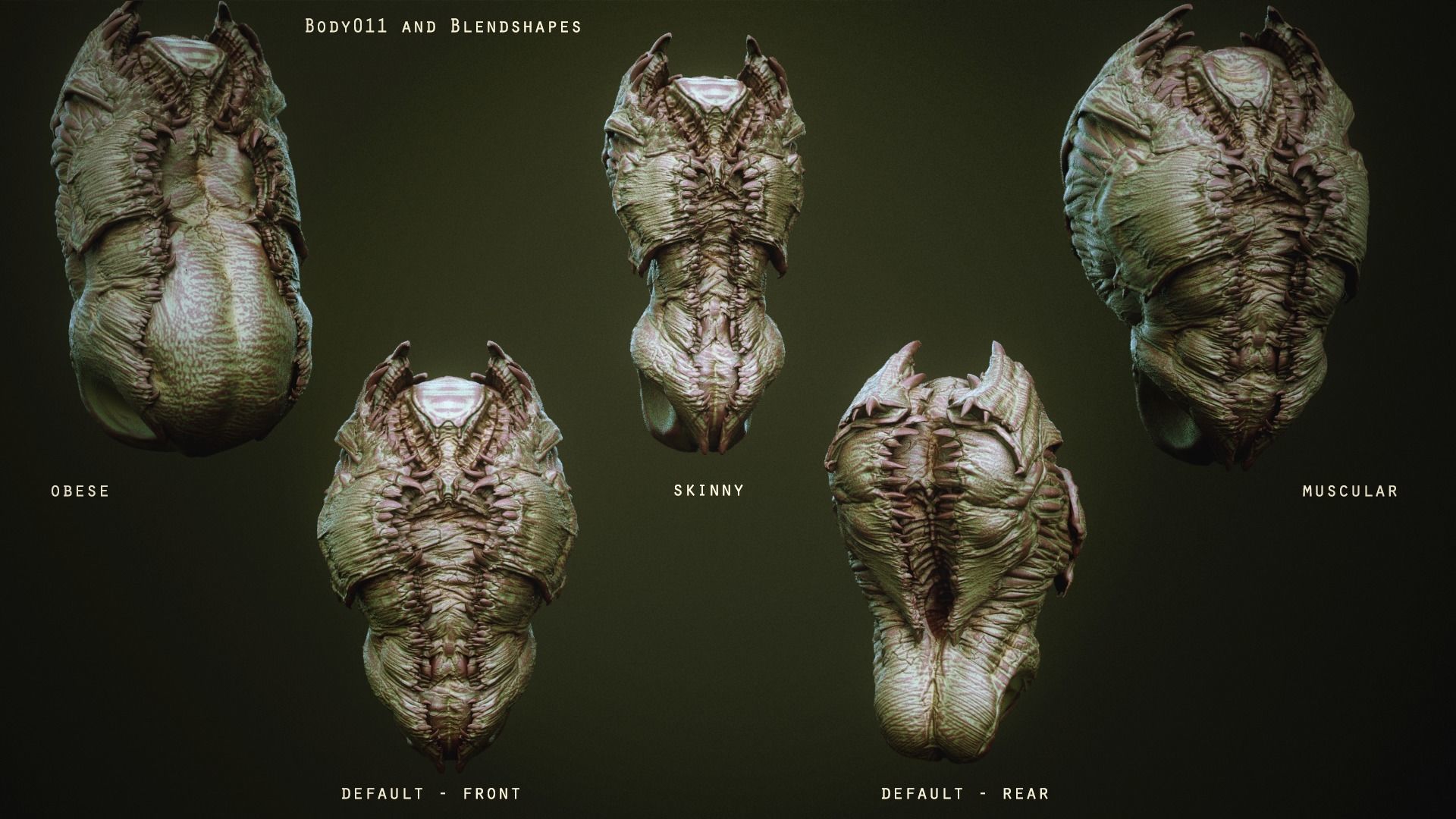 DEMON TORSOS 43 meshes with blendshapes 3D model_13