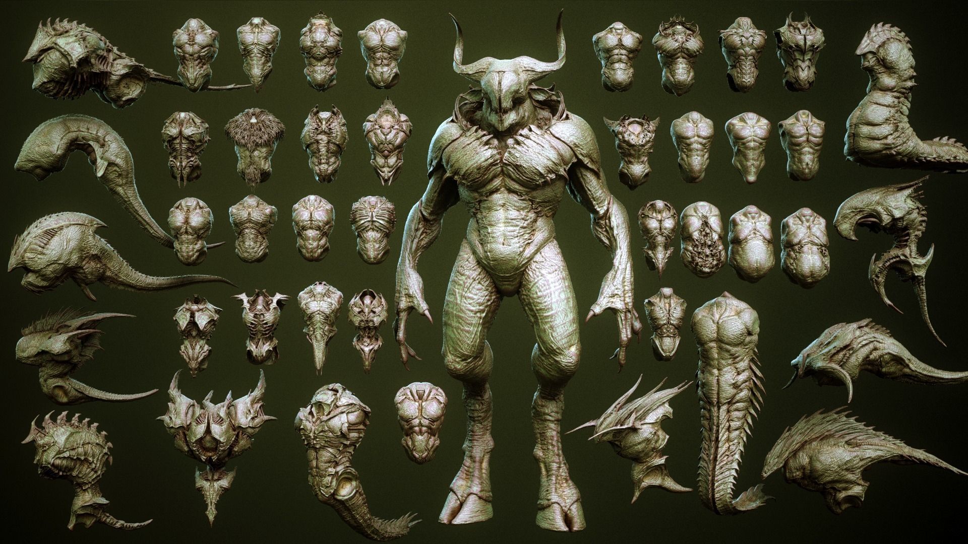 DEMON TORSOS 43 meshes with blendshapes 3D model_2