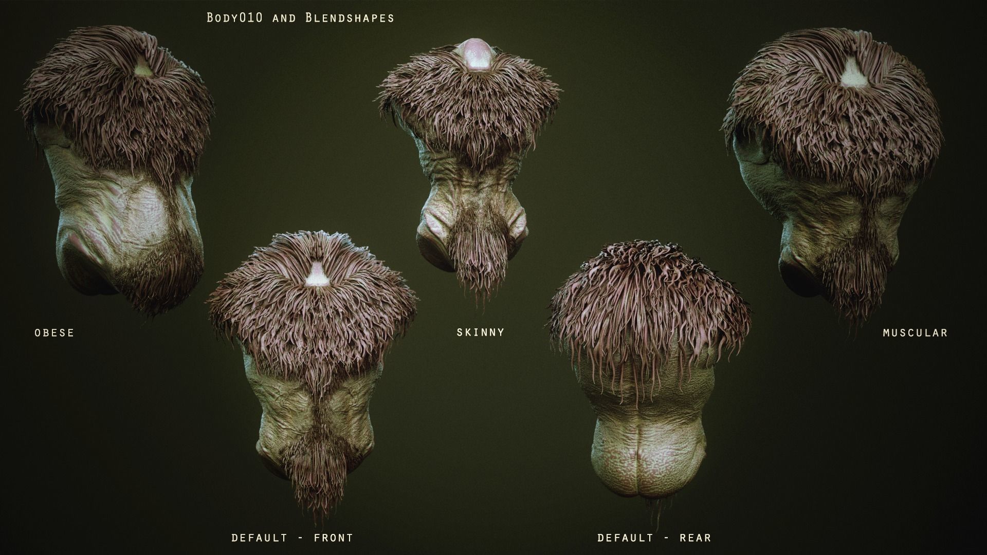 DEMON TORSOS 43 meshes with blendshapes 3D model_11