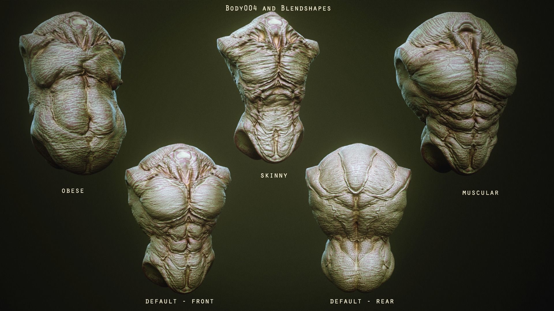 DEMON TORSOS 43 meshes with blendshapes 3D model_5