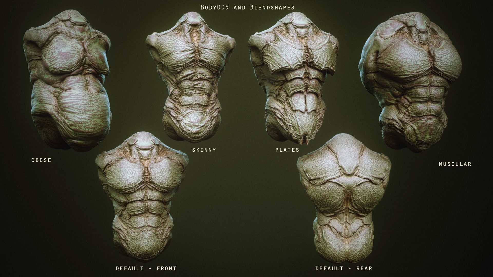 DEMON TORSOS 43 meshes with blendshapes 3D model_19