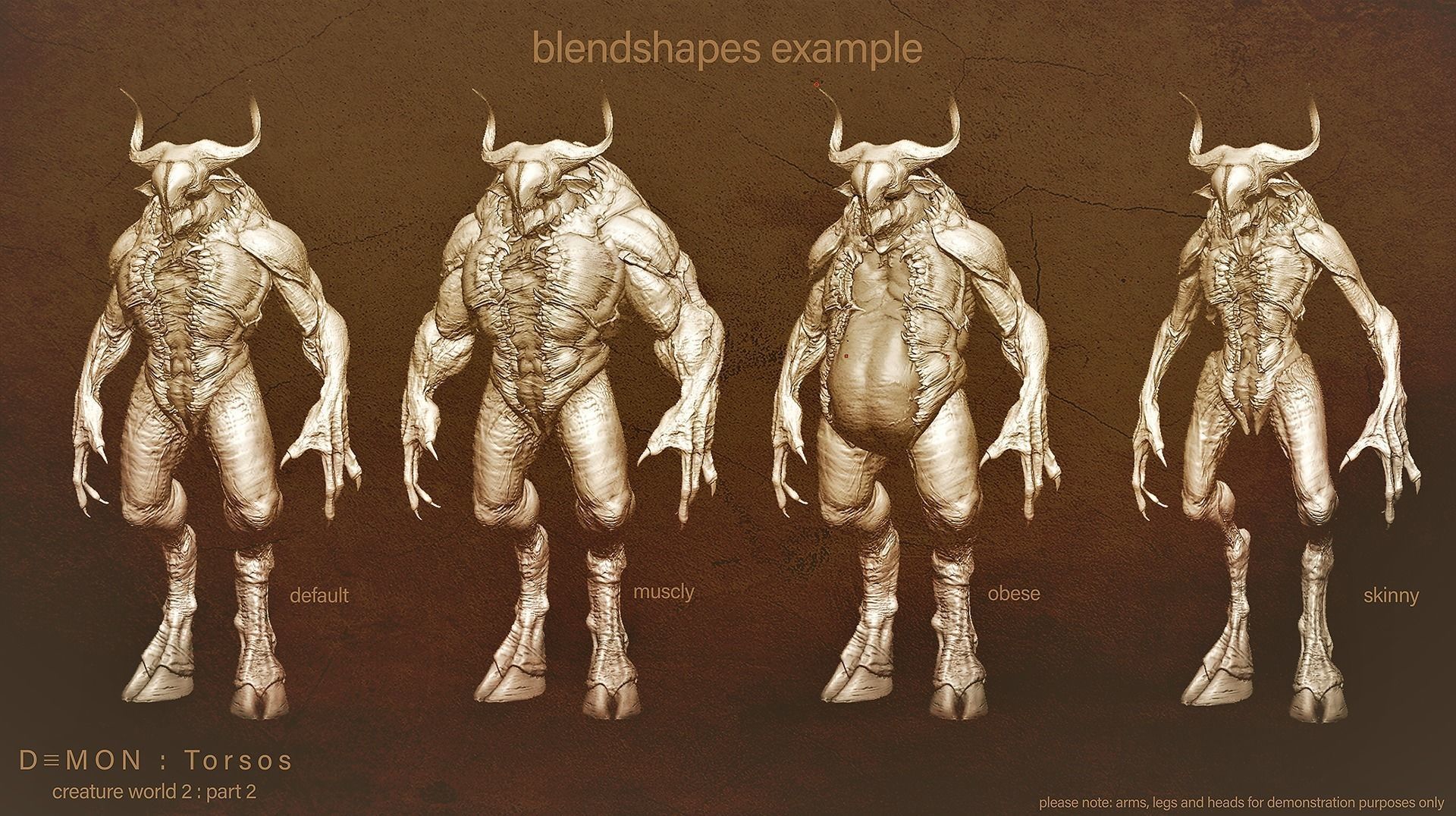 DEMON TORSOS 43 meshes with blendshapes 3D model_4
