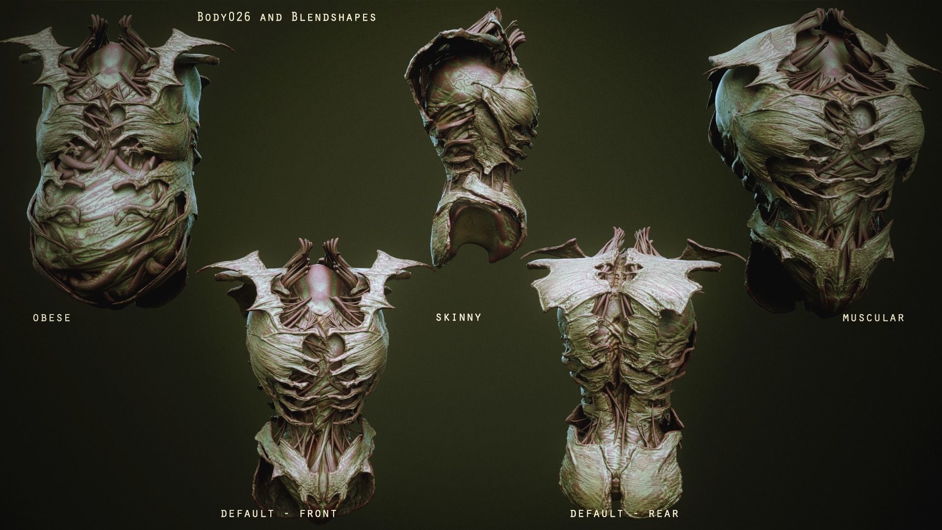 DEMON TORSOS 43 meshes with blendshapes 3D model_36