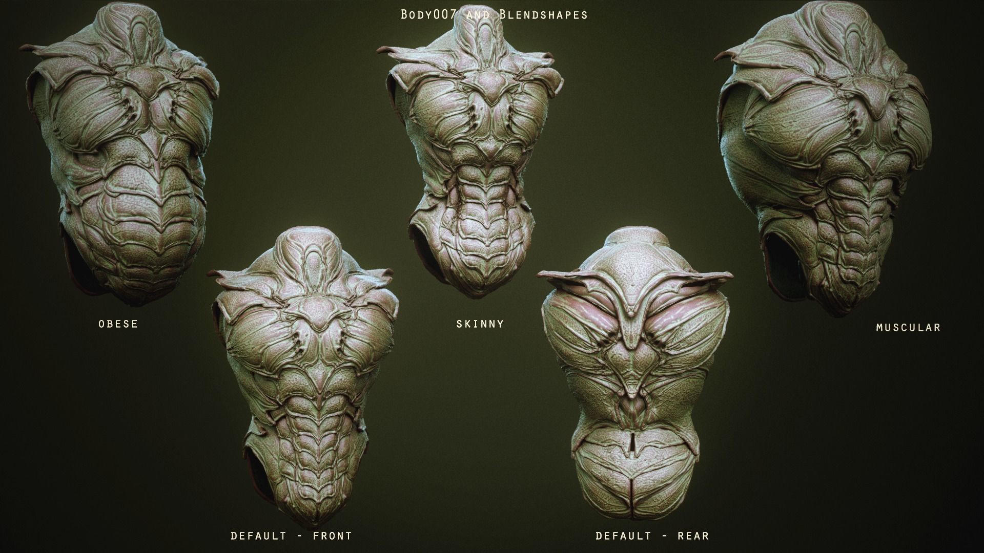 DEMON TORSOS 43 meshes with blendshapes 3D model_20
