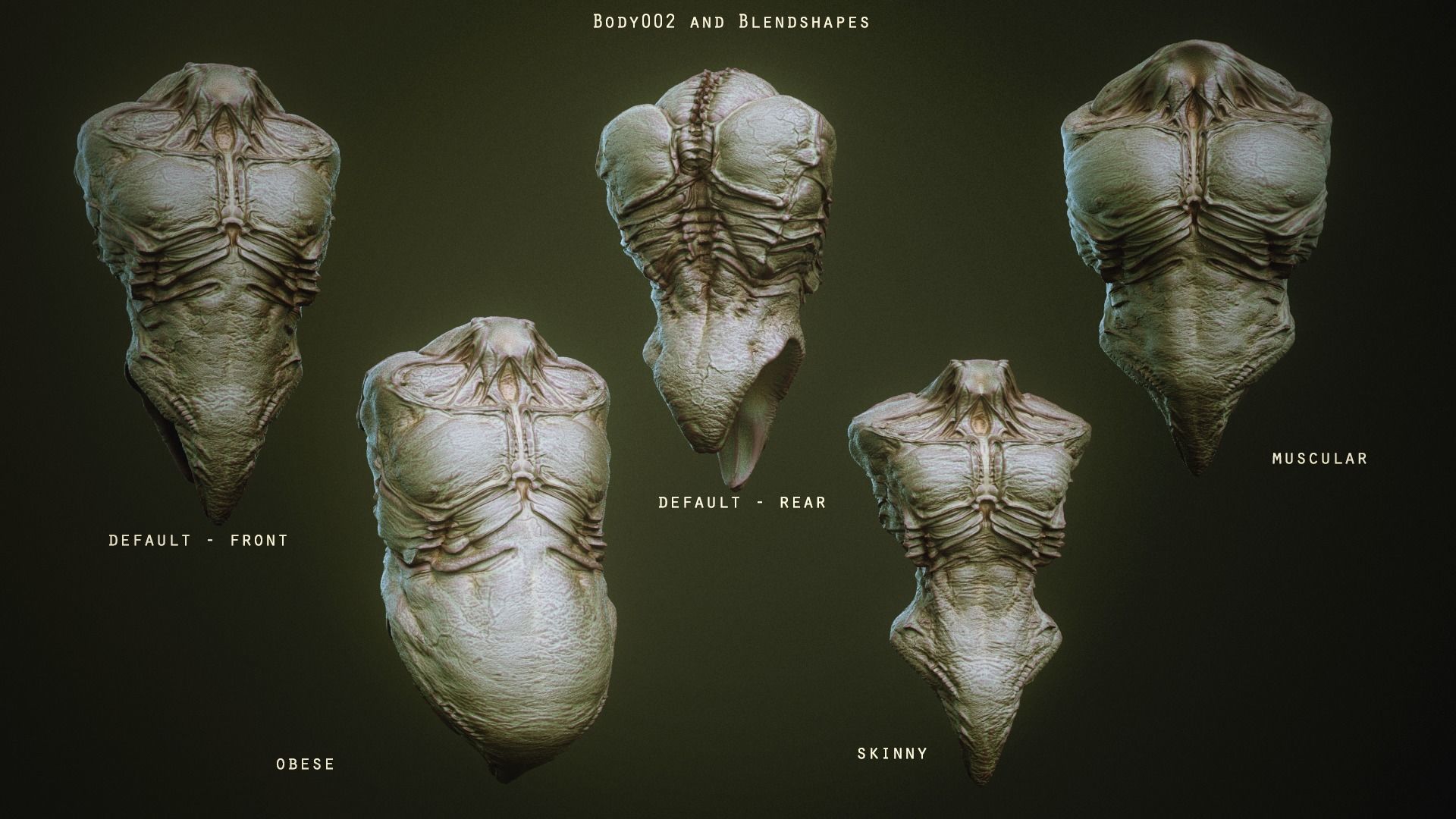 DEMON TORSOS 43 meshes with blendshapes 3D model_17