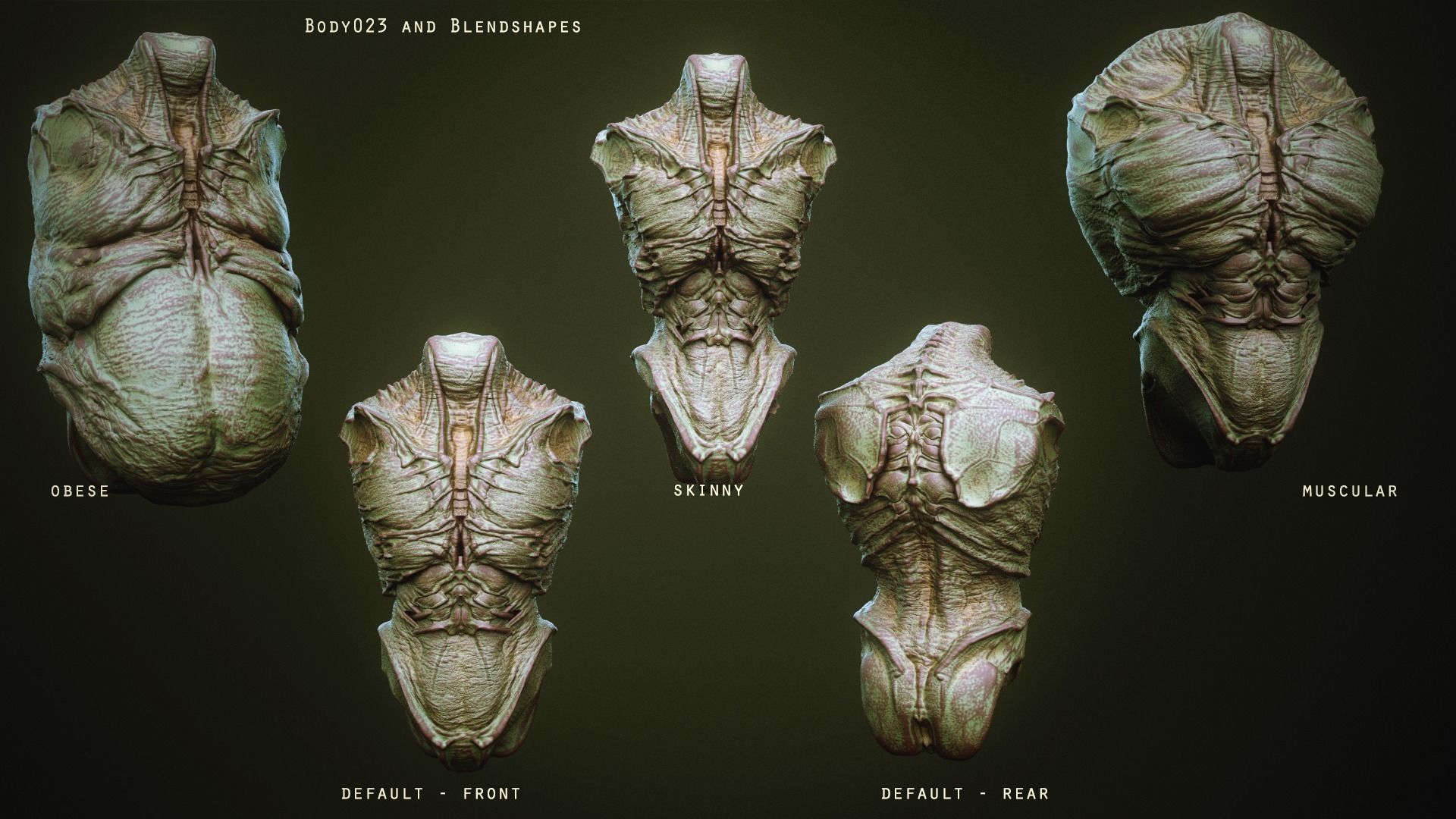 DEMON TORSOS 43 meshes with blendshapes 3D model_33