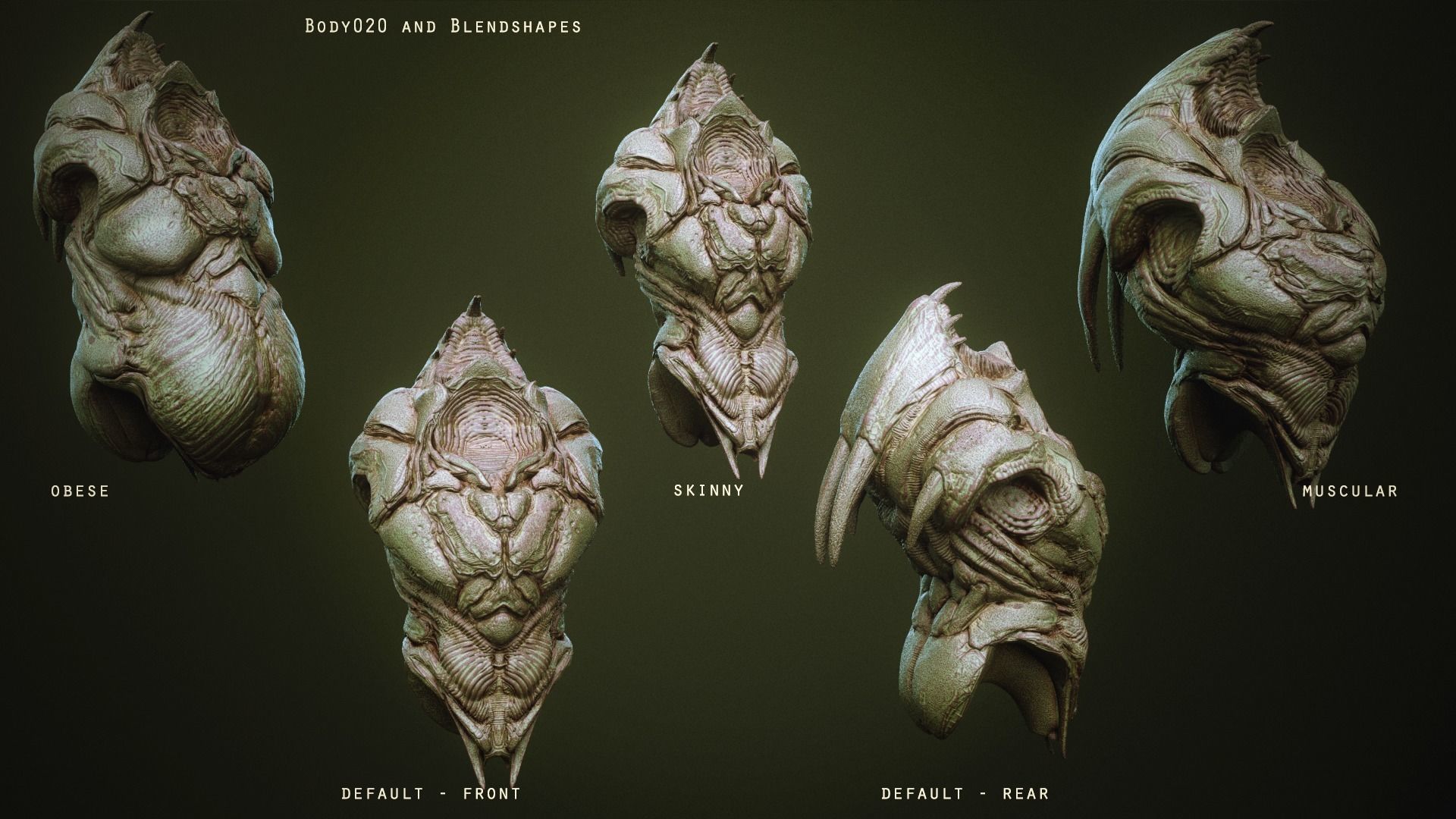 DEMON TORSOS 43 meshes with blendshapes 3D model_30