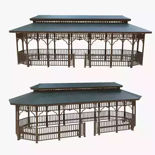 Wood Garden Pergola - Gazebo 04 Low-poly 3D model