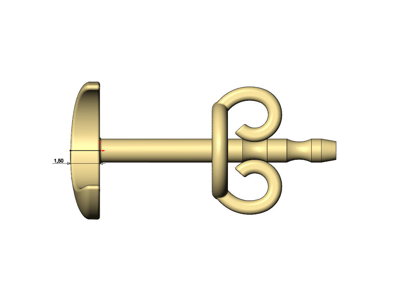 Crescent moon stud earring 3D print model_6