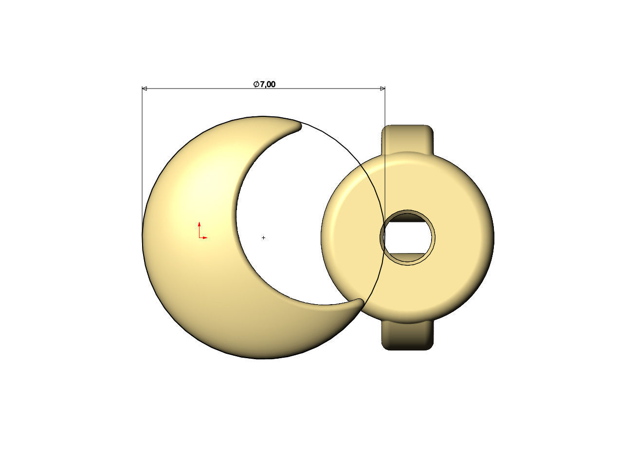 Crescent moon stud earring 3D print model_5