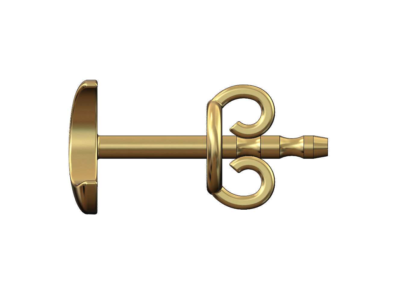 Crescent moon stud earring 3D print model_2