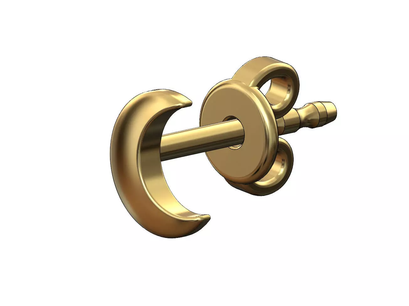 Crescent moon stud earring 3D print model_0