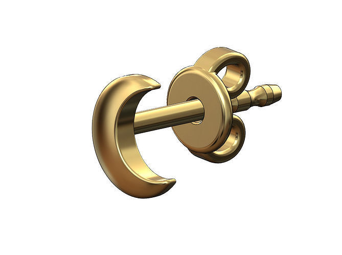 Crescent moon stud earring 3D print model