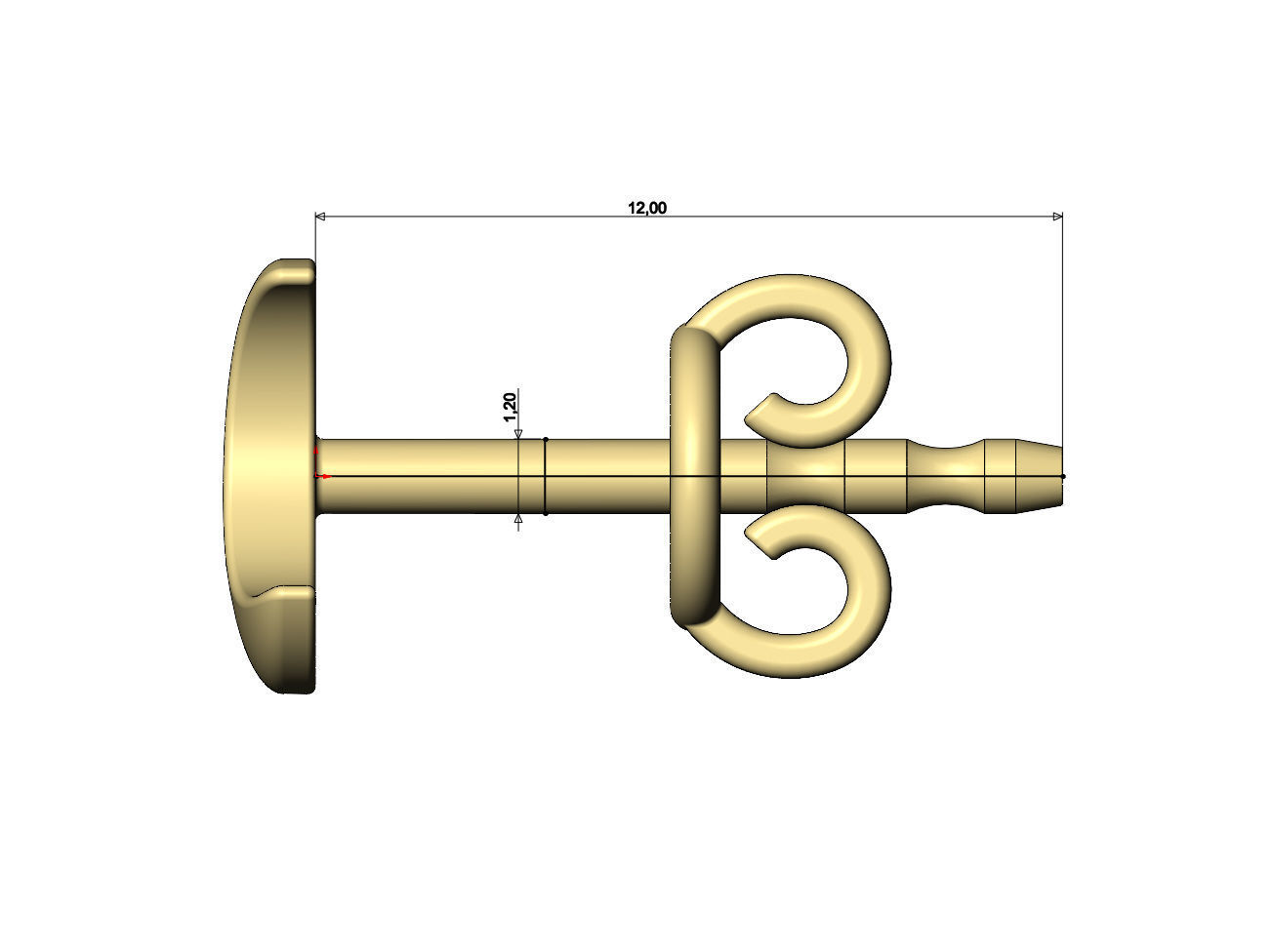 Crescent moon stud earring 3D print model_7