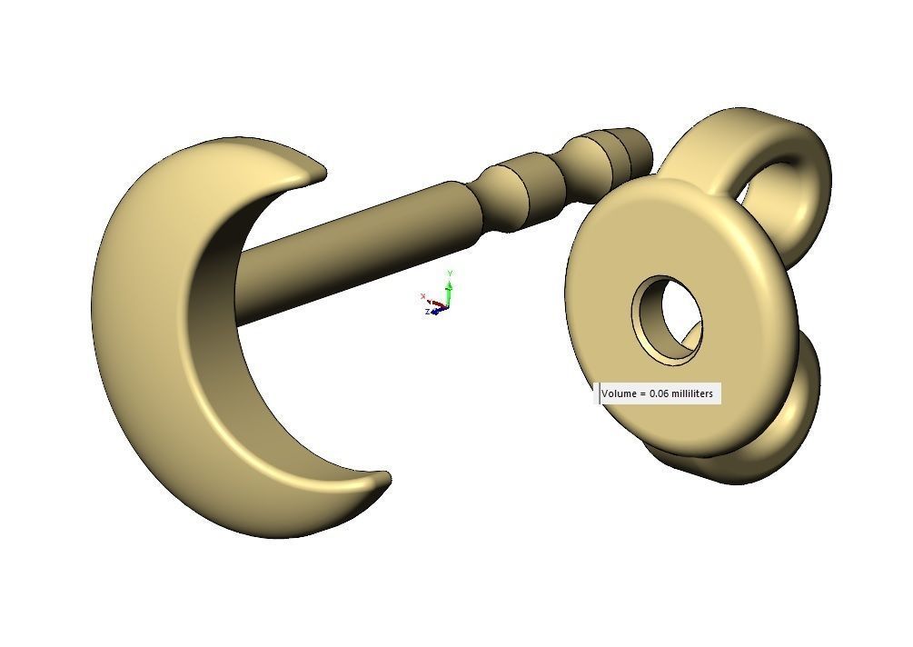 Crescent moon stud earring 3D print model_9