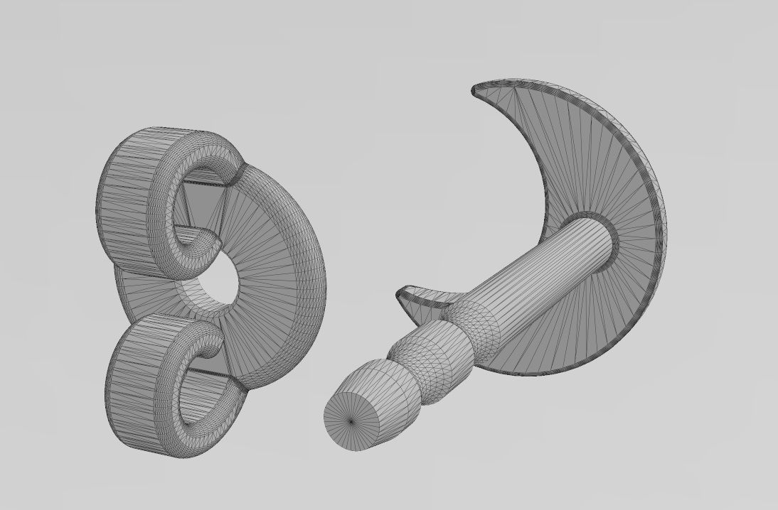 Crescent moon stud earring 3D print model_14