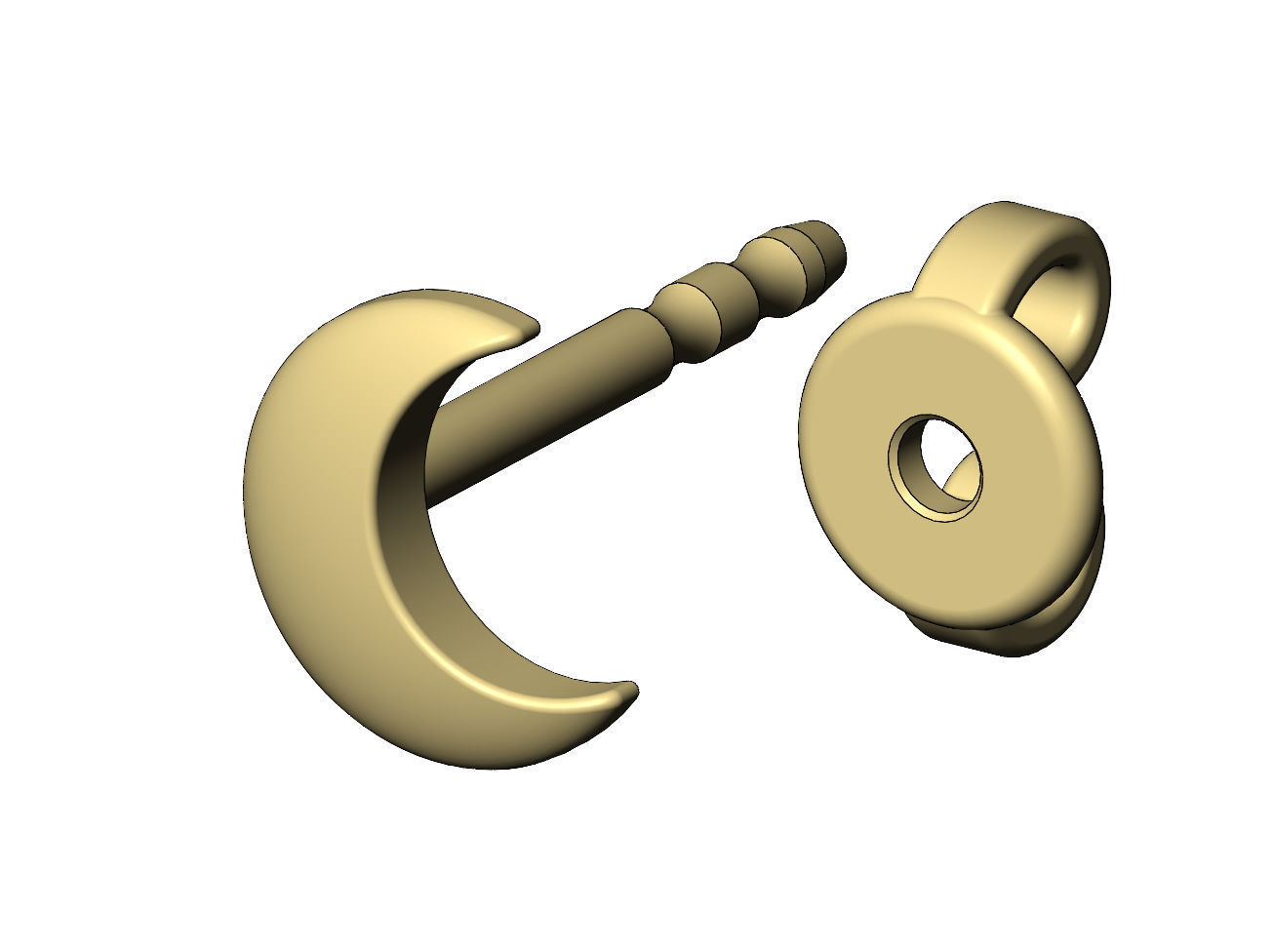 Crescent moon stud earring 3D print model_4