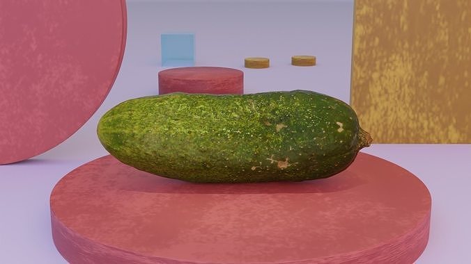 Cucumber 02 Low-poly 3D model 7
