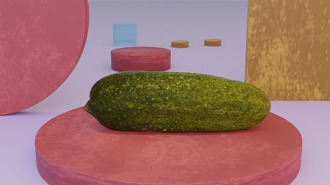 Cucumber 02 Low-poly 3D model 2