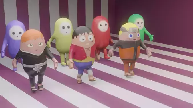 Fall Guys anime style 3D model