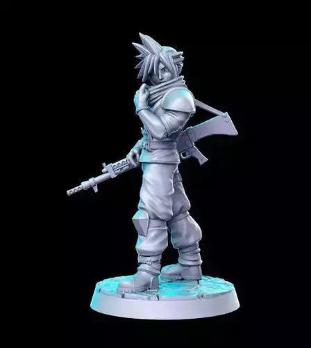Cloud strife crisis core Final Fantasy 32mm Pre-supported 3D print model