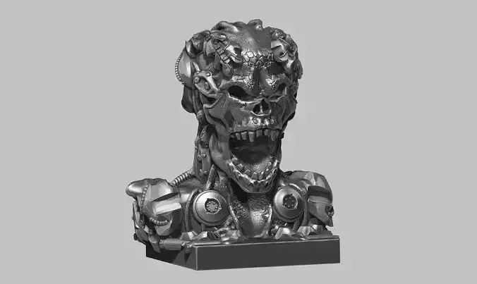 skull robot bust a08 3d print model 3D print model