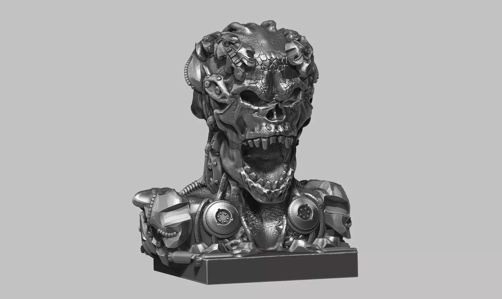 skull robot bust a08 3d print model 3D print model