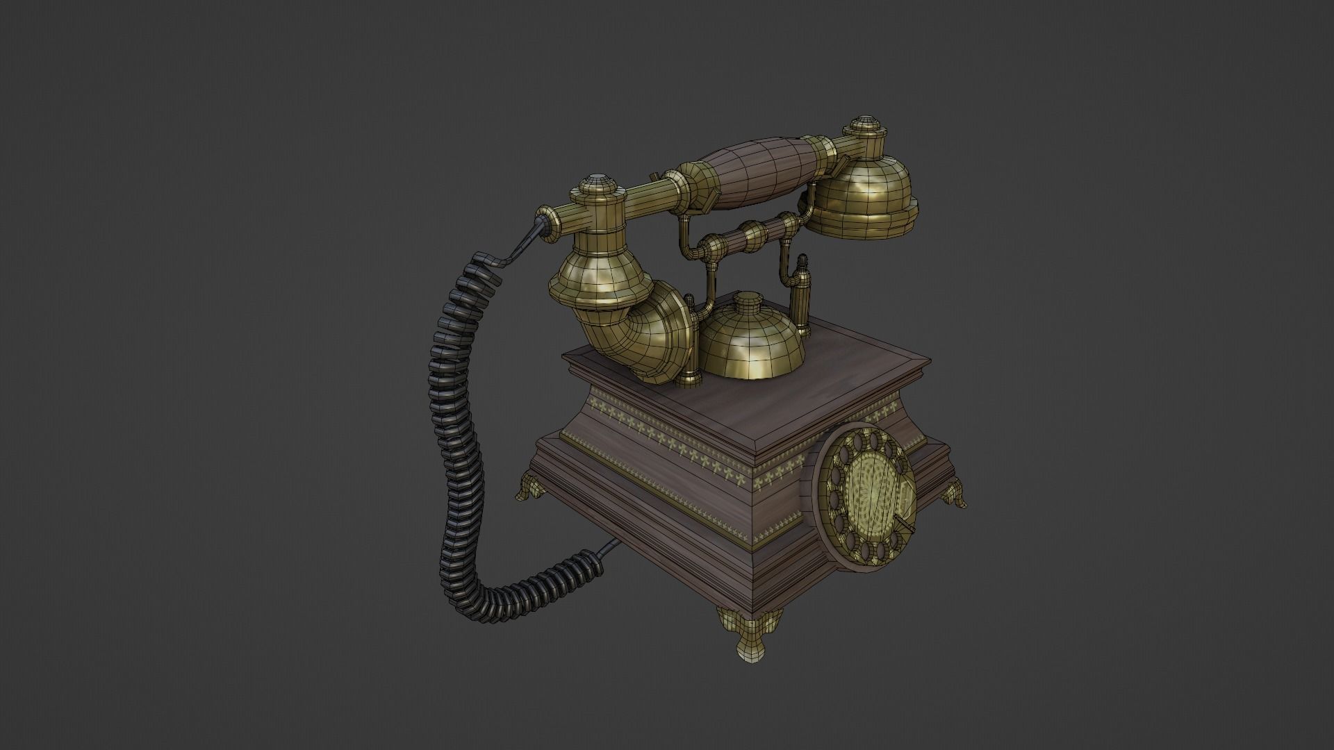 Vintage Rotary Old Phone Low-poly 3D model_12