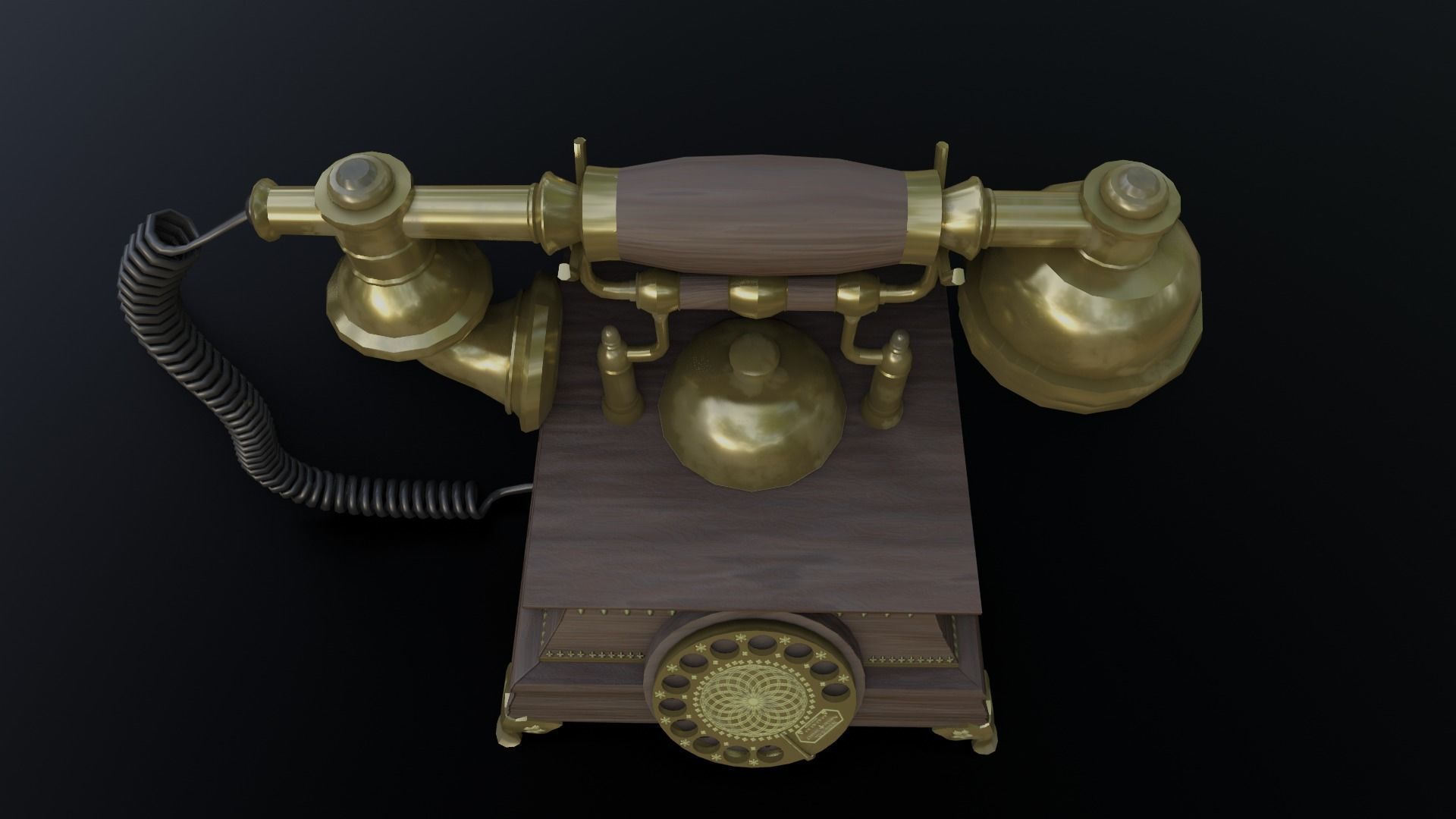 Vintage Rotary Old Phone Low-poly 3D model_7