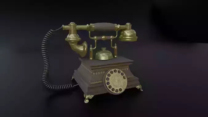 Vintage Rotary Old Phone Low-poly 3D model