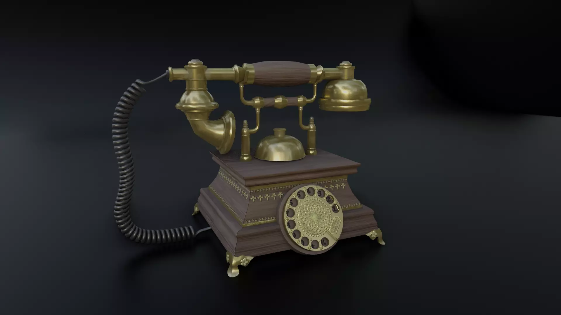 Vintage Rotary Old Phone Low-poly 3D model_0