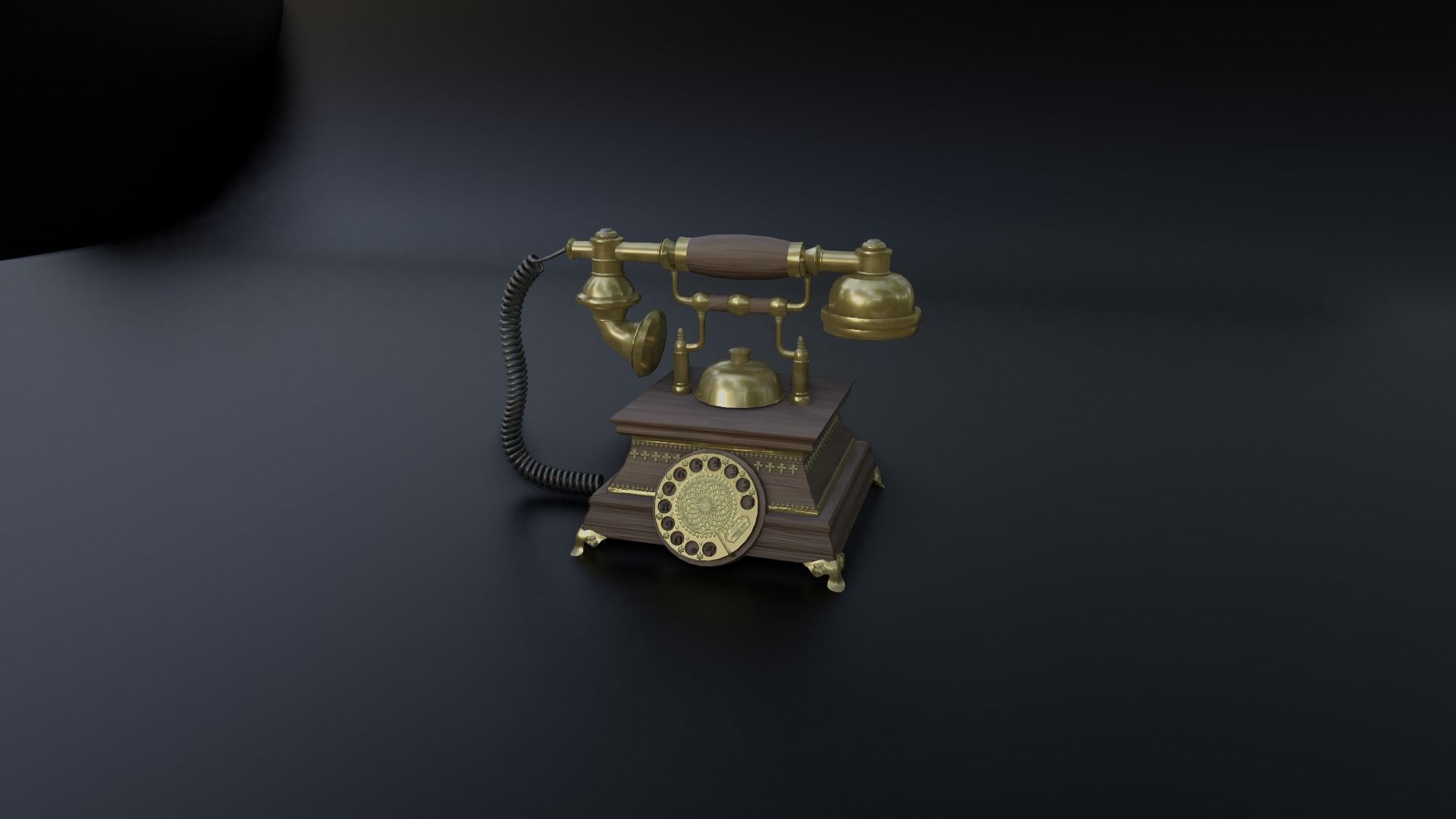 Vintage Rotary Old Phone Low-poly 3D model_11