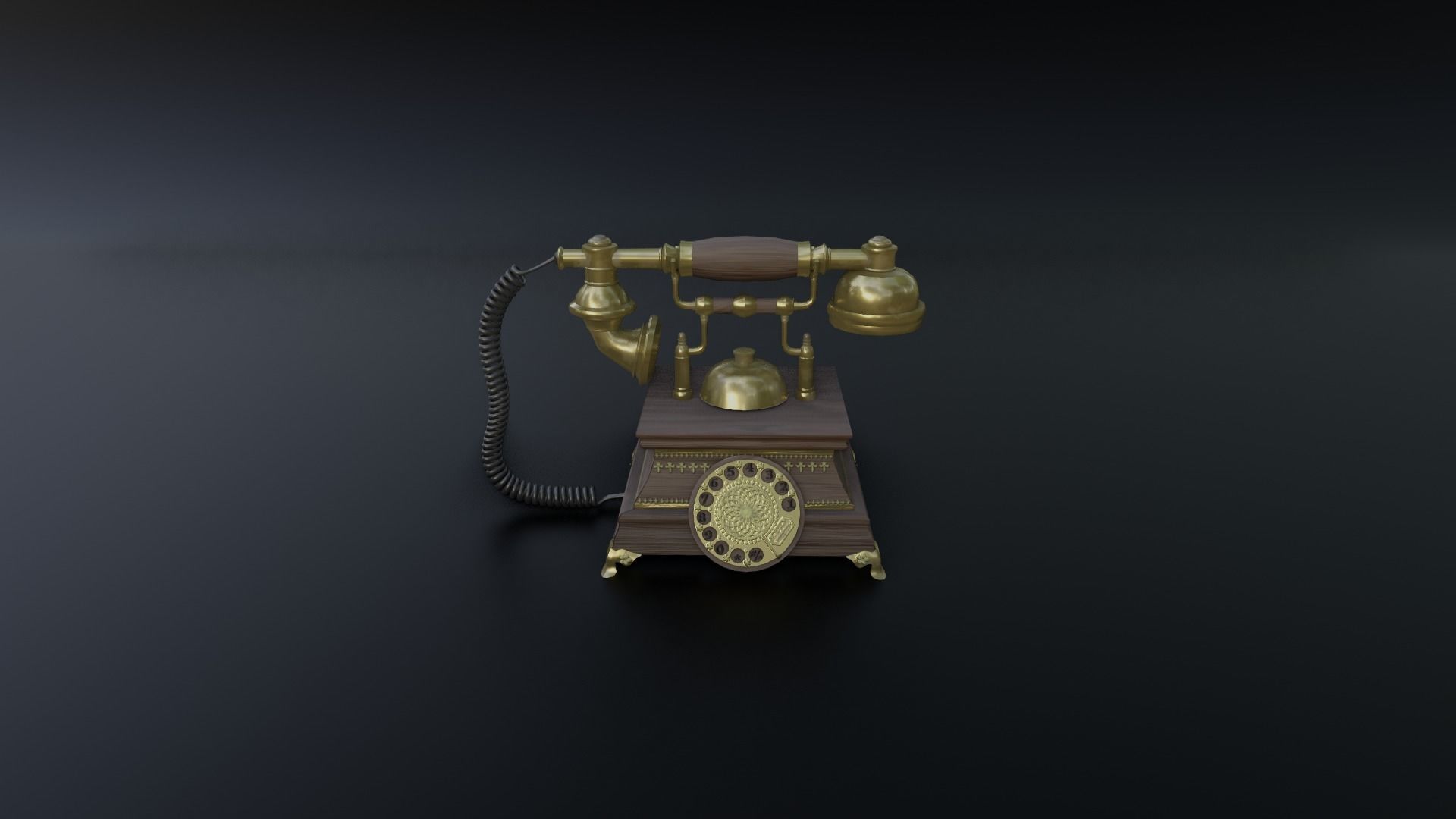 Vintage Rotary Old Phone Low-poly 3D model_9