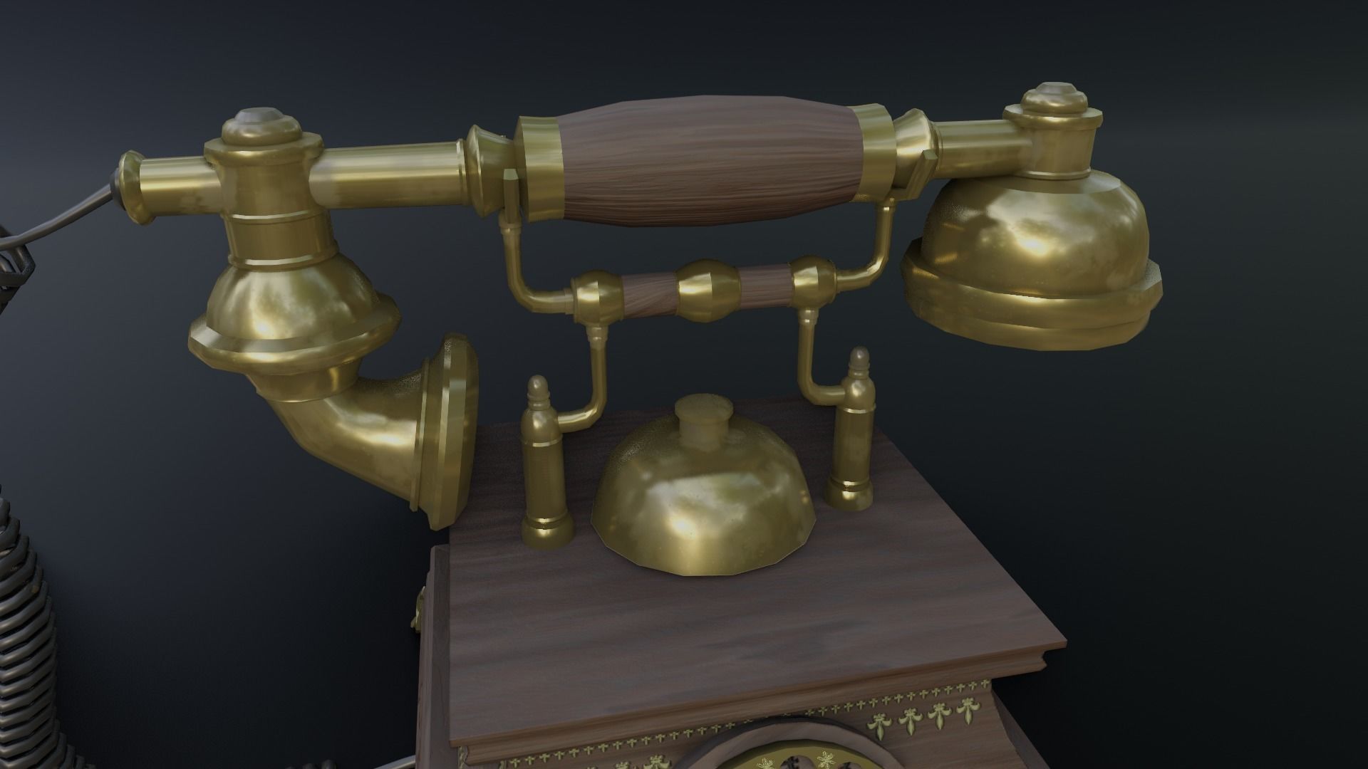 Vintage Rotary Old Phone Low-poly 3D model_6