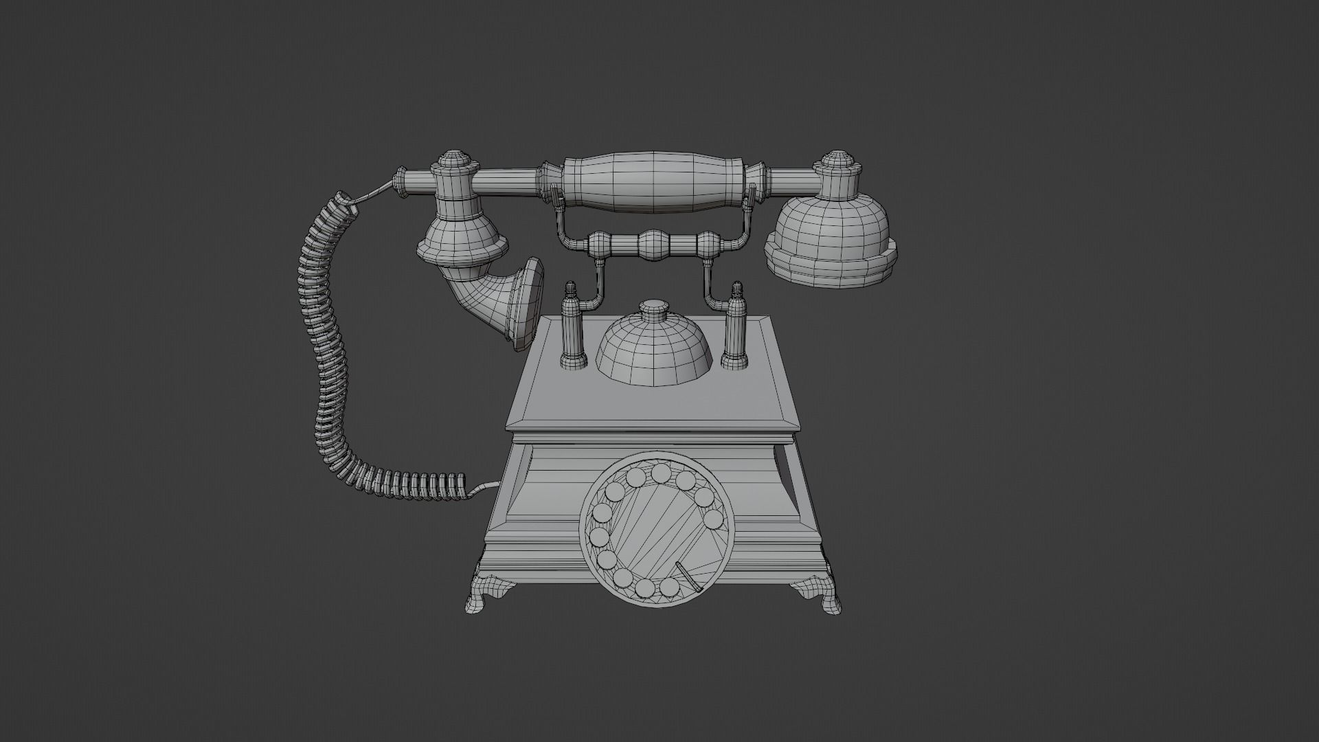 Vintage Rotary Old Phone Low-poly 3D model_13