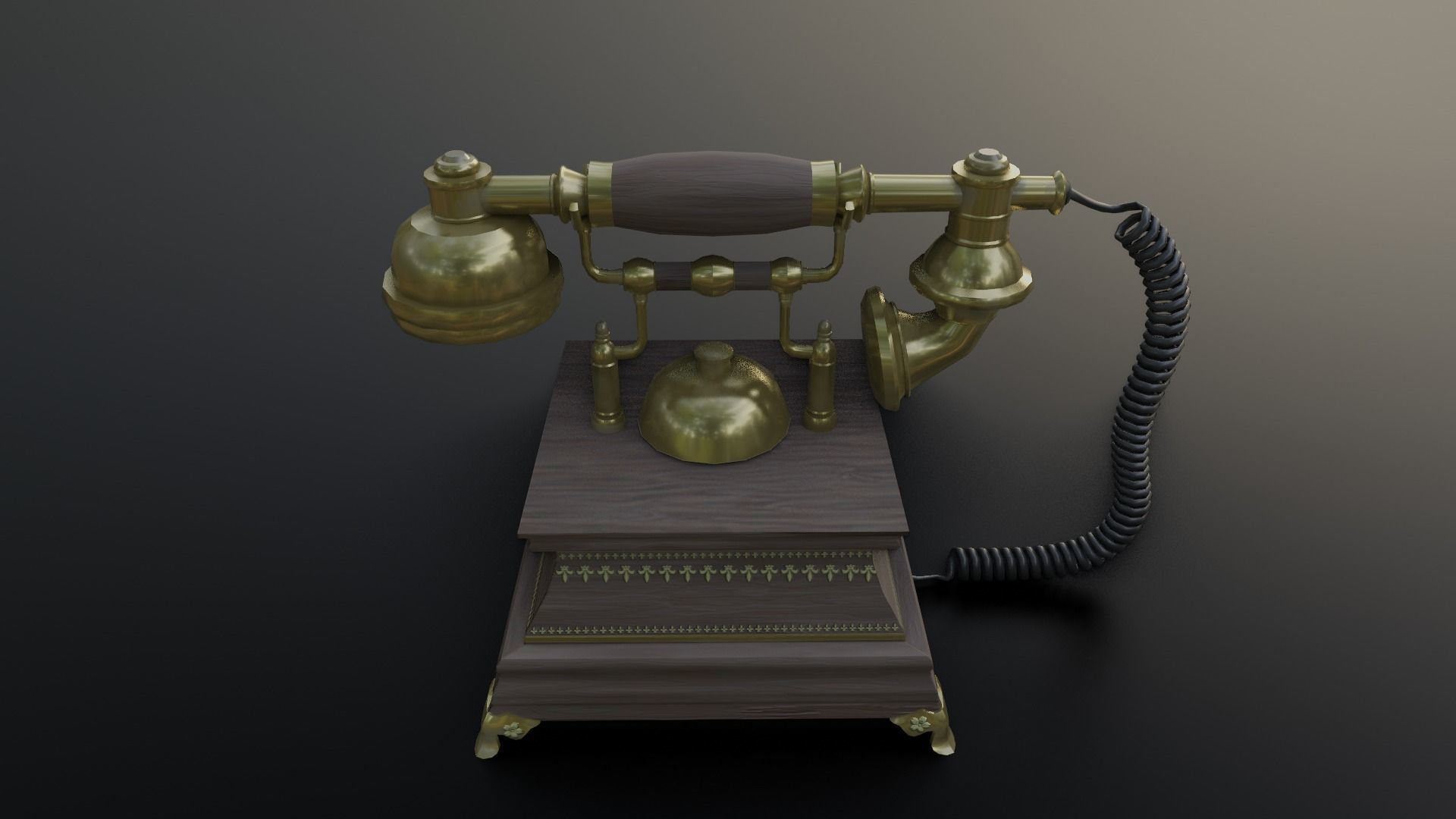 Vintage Rotary Old Phone Low-poly 3D model_5