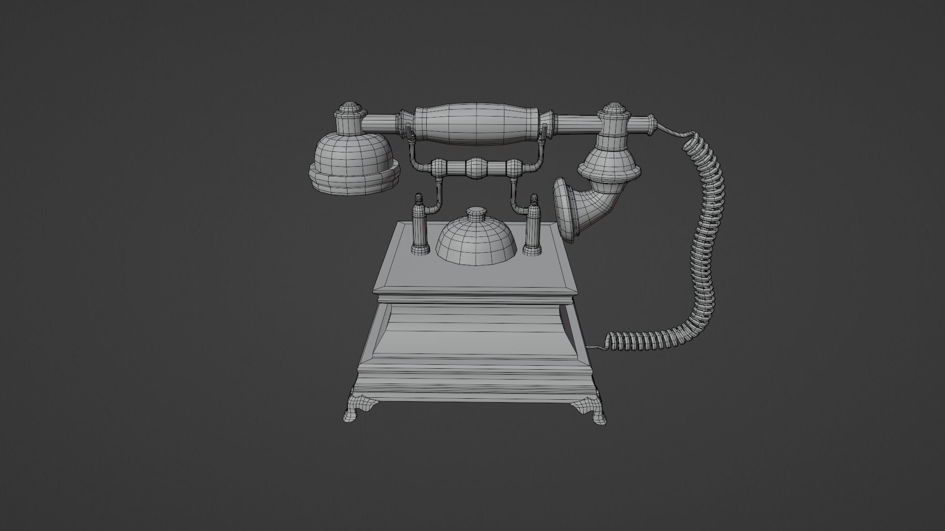 Vintage Rotary Old Phone Low-poly 3D model_14