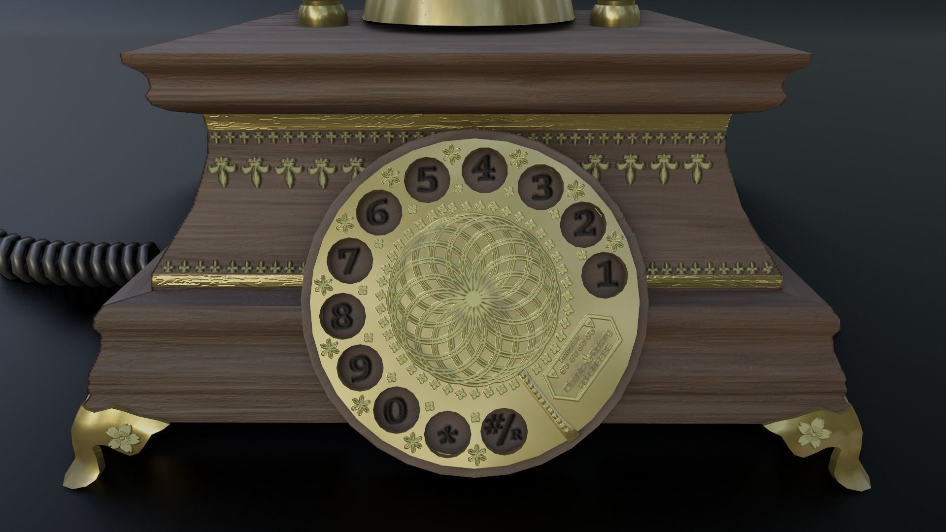 Vintage Rotary Old Phone Low-poly 3D model_8
