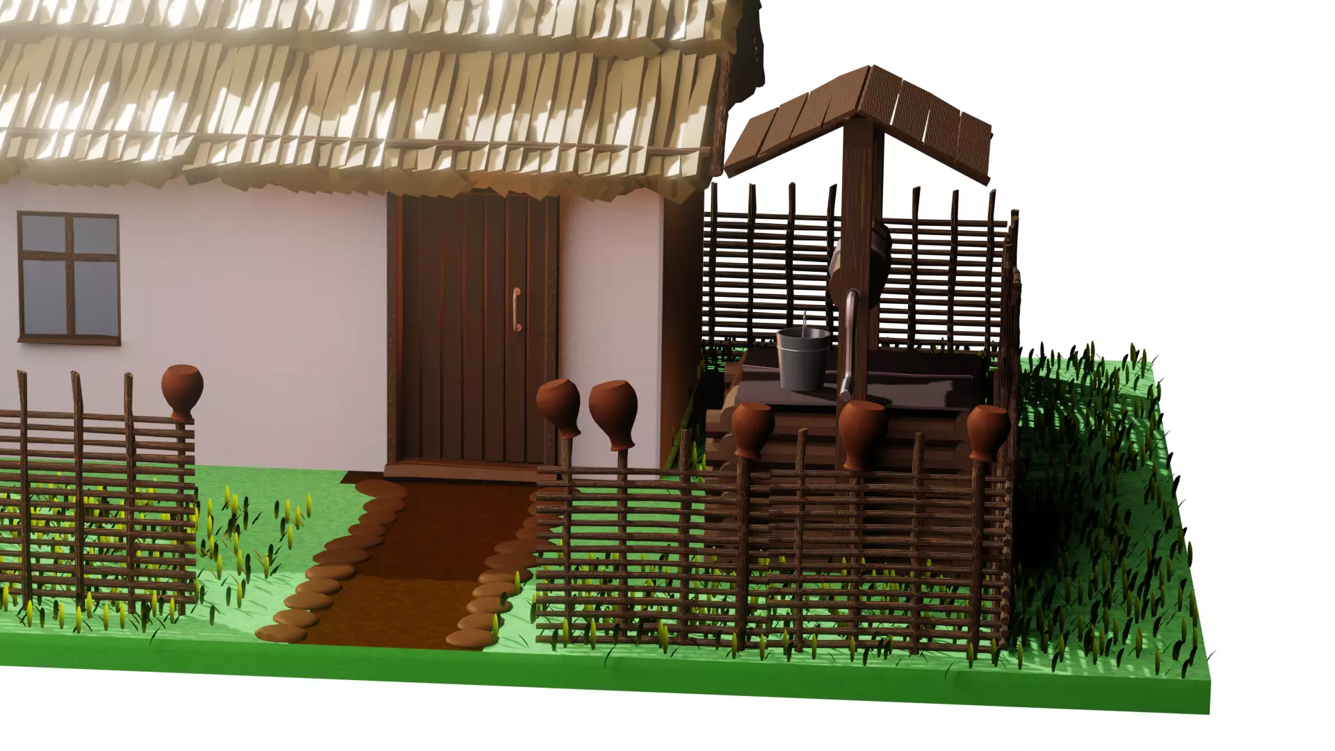 Ukrainian hut modular Free low-poly 3D model